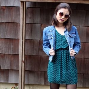 Green Geometric Mini Dress